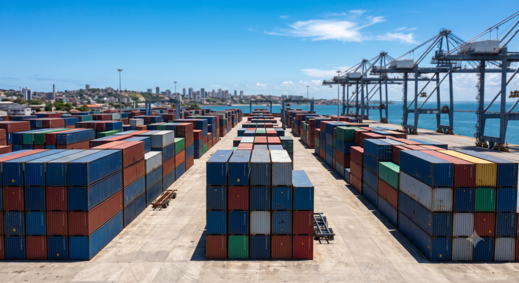 Containers apreendidos pela Receita Federal no porto de Salvador
